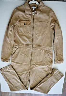 Topshop 121529560 Women's Sz 10 Sand Brown Denim Regular Fit Jumpsuit $130 - Image 1 of 4