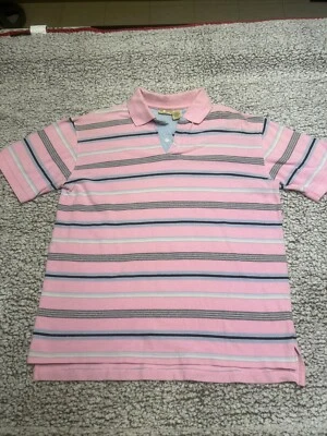 Sun River Men's Polo Shirt, Sz Large, Pink Striped, Very Good Condition L - Image 1 of 4
