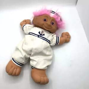 Vintage 1991 ACE NEUHEIT 12" Schatztroll Puppe zartrosa Haare Augen roter Stern Juwel - Bild 1 von 9