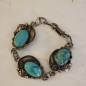 Bracciale Braccialetto Pietra Turchese Navajo Nativi Americani 925 Bella Addormentata 7" - Foto 1 di 5