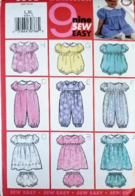 9 In 1 Sew Easy Butterick Pattern #6361 Baby's Dress Panties Jumpsuit Romper - Image 1 of 2