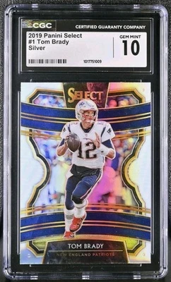 TOM BRADY 2018 Panini Select #1 Silver Prizm Graded CGC 10 GEM MT  - Image 1 of 2