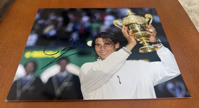 Foto rara de tênis autografada assinada por Rafael Nadal 8x10 com certificado de autenticidade 100% autêntica! - Imagem 1 de 3