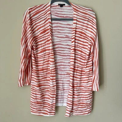 Cardigã suéter Lafayette 148 frente aberta tamanho G tigre leve animal laranja - Imagem 1 de 4