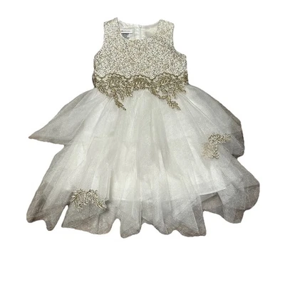 Bonnie Jean Vestido de Baile Niña Flor Vestido de Tul Marfil Sin Mangas Bordado 6 Foto 1 de 4