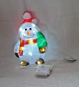 Schneemann aus Acryl Außenbereich Timer 20 LED kaltweiß Gartendeko Balkon Advent - Bild 1 von 14