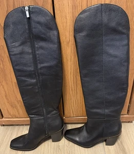 Jessica Simpson Damen Ravyn Overknee Stiefel 9M Schwarz Leder Blockabsatz - Bild 1 von 5
