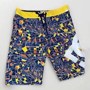 DC Vintage Men’s Shorts Y2K abstract 30w 19L Skater Style Swimming Trunks Bright - Picture 1 of 4
