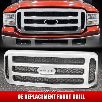 For 05-07 Ford Excursion F250 F350 Super Duty Chrome Frame Front Bumper Grille - Image 1 of 4