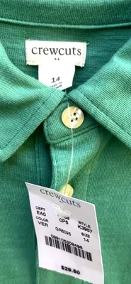 Crewcuts Polo Shirt Boys 14 Green Short Sleeve Collared Golf Pocket Shirt NWT - Image 1 of 4