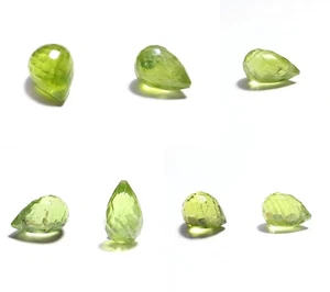 Natural Green Peridot Faceted Drops, AAA Quality August Birthstone, Periodot Cut - Picture 1 of 29
