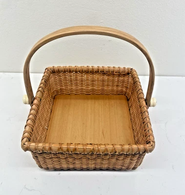 Винтажная кухонная квадратная корзина салфетки плетеная качели ручка Nantucket Mini Catchall - Изображение 1 из 4