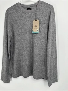 Prana Cardiff Long Sleeve Pocket Tshirt Small SL Mens Heather Gray Hemp - Picture 1 of 6