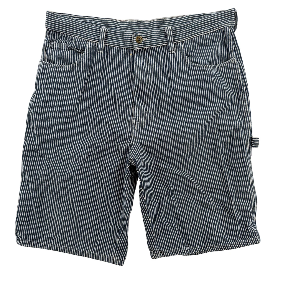 Dickies Shorts Mens 36 Blue White Hickory Stripe Carpenter Workwear Hammer Loop - Image 1 of 4
