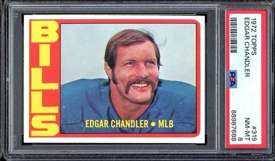 1972 Topps Football #319 Edgar Chandler PSA 8 *d6 - Image 1 of 2