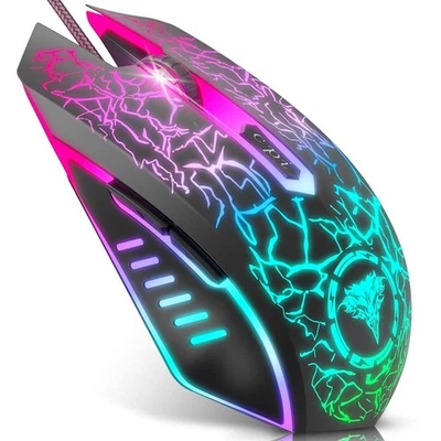 Mouse para jogos com fio ergonômico gamer laptop PC mouse óptico computador com RGB B... - Imagem 1 de 4