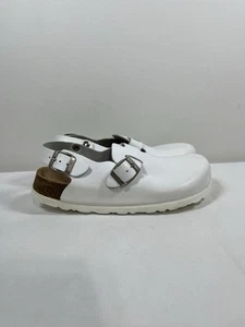 Vitaform Womens Leather White Sandals Clog Shoes Strap Comfort Sz 37 Nursing - Picture 1 of 19