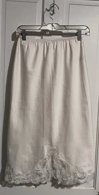 Vintage Christian Dior 70s Logo Lace Off White Half Slip Skirt Union Made USA M - Image 1 of 4