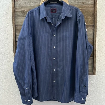 UNTUCKit Gifford WF темно-синий в тонкую полоску платье рубашка мужской размер XL - Изображение 1 из 4