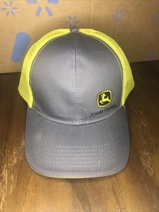 Sombrero de camionero John Deere para hombre gris y amarillo bordado malla a presión - Imagen 1 de 7