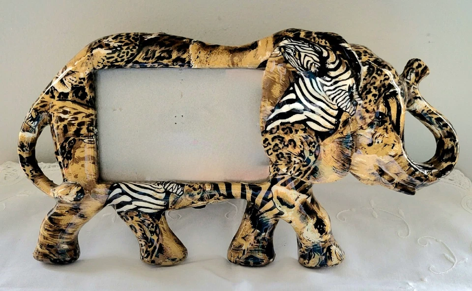 Walt Disney La Vie Safari Endangered Species Patchwork Elephant Photo Frame 1990 - Image 1 of 4