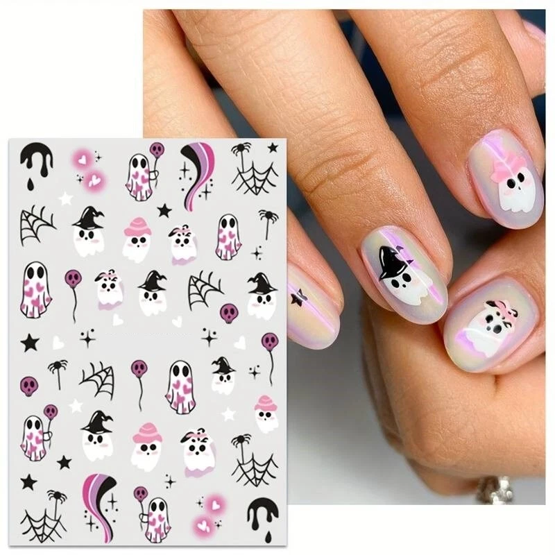 Nail Art Stickers Decals Halloween Ghosts Slime Spiders Web Hearts Skull (PM226)