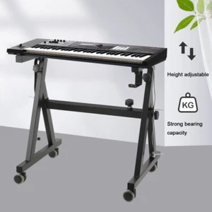 Metal Piano Keyboard Z Stand with Wheels Heavy-Duty Portable Foldable Stable UK - Picture 1 of 12