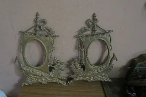 Vintage Art Nouveau Gilded Iron Picture Frame 12” Cherub Fish Angel Sailing Ship - Picture 1 of 12