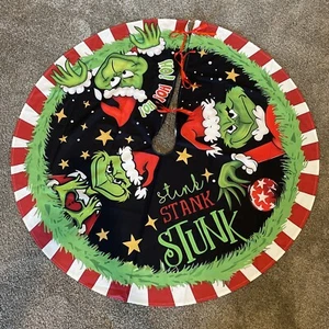 New Grinch Christmas Tree Skirt 48 inch Cartoon Graphics Stink Stank Stunk Funny - Picture 1 of 6