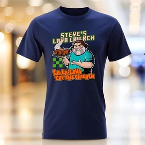 Funny Steves Lava Chicken T Shirt, Gamer Minecraft Games Tee Unisex Kids Adult - Picture 1 of 9