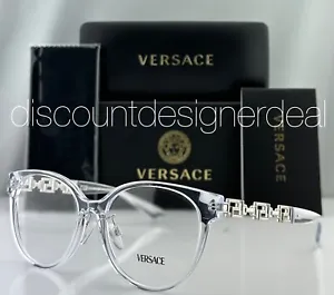Versace Cateye Eyeglasses VE3302D Clear Frame Silver Metal Temples 148 54mm NEW - Picture 1 of 8