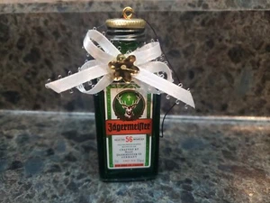 JAGERMEISTER WHISKEY  MINI GLASS LIQUOR BOTTLE CHRISTMAS ORNAMENT - Picture 1 of 5