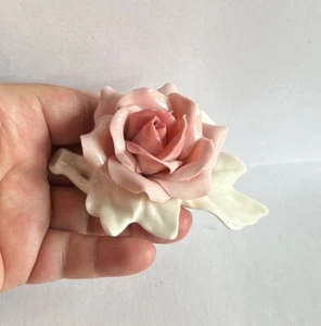 Vintage Antique Pink White Rose Flower Fine Porcelain Marked Germany ? France? - Picture 1 of 4