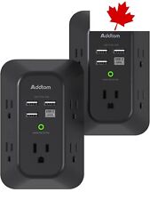 Black B-Black USB Wall Charger Surge Protector with 5 Outlet Extender and 4 U...