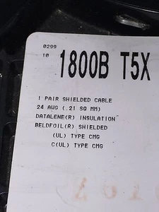 Cable de audio digital Belden 1800B 2 conductores 24 GA AES/EBU 2C 24AWG negro 25 pies - Imagen 1 de 8