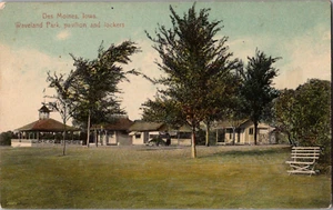 Cartolina Waveland Park Pavilion Lockers Des Moines Iowa retro diviso non pubblicata - Foto 1 di 2
