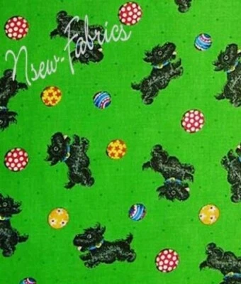 HTF Mary Engelbreit Fabric SCOTTY Dog Balls on Green DIY Mask Cotton Quilt BTHY - Image 1 of 3