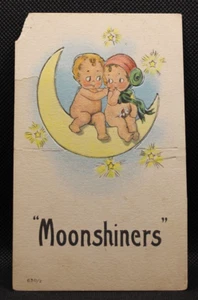 Kewpies "Moonshiners" Lovers Postcard Bergman 1913 5.5x3.5" Moon Stars Antique - Picture 1 of 5