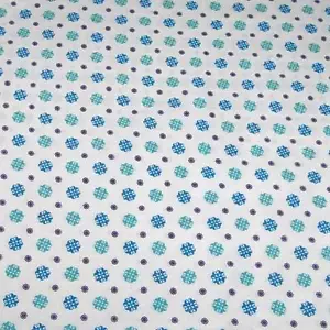 36" W Vintage Cotton Fabric, Floral in Aqua Blue & Purple on White, 29" Long - Picture 1 of 3