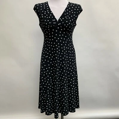 Vestido para mujer Evan Picone etiqueta negra talla 2 negro blanco sin mangas a lunares Foto 1 de 4