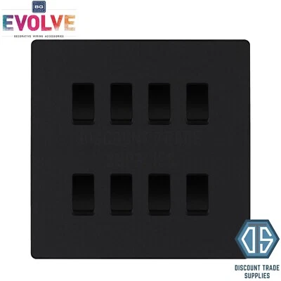 BG Evolve Matt Schwarz 8 Gang Custom Grid Lichtschalter