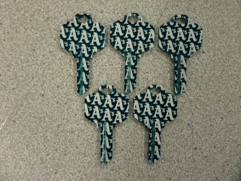 ILCO OAKLAND ATHLETIC'S  MLB LOGO SCHLAGE SC1 HOUSE KEY BLANKS BAG OF 5 Cover