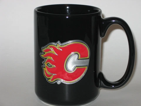 Calgary Flames 15 oz. Ceramic Coffee Mug with Pewter Team Logo FREE SHIPPING!! Cover