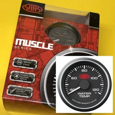 SAAS Muscle SG-WT52B Water temperature gauge 40-120 Deg C 52mm 2" Black 52mm 2" - Image 1 of 4