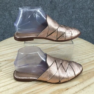 Seychelles Sandals Womens 7.5 Slides Rose Gold Pink Metallic Woven Leather Flat - Picture 1 of 16