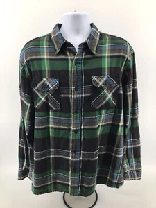 Ascend Mens Long Sleeve Flannel Shirt Size L Large Green Plaid Fast Shipping - Picture 1 of 9
