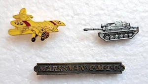 MILITARY PINS MARKSMAN C.M.T.C. PLANE TANK (3) - Picture 1 of 6
