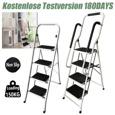 Trittleiter 2 3 4 Stufen bis 150kg Leiter HAUSHALTSLEITER Klapptritt Anti-Rutsch - Bild 1 von 4