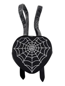 Valfré Spiderweb Herzform Mini Rucksack schwarz Kunstleder Reißverschluss Valfre - Bild 1 von 10