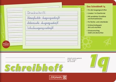 Brunnen Schreibheft A5 quer, Lineatur 1q, 16 Blatt, grün ein Stück für Klas ... - Bild 1 von 4